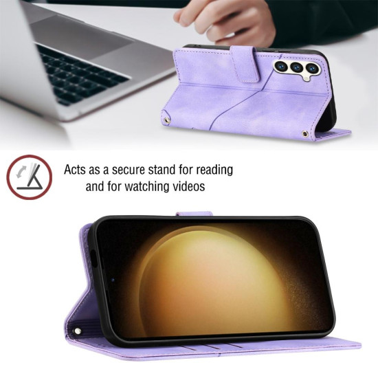 For Samsung Galaxy S24+ 5G Skin-feel Embossed Leather Phone Case(Light Purple)