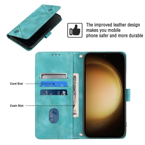 For Samsung Galaxy S24+ 5G Skin-feel Embossed Leather Phone Case(Green)