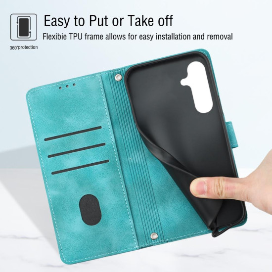 For Samsung Galaxy S24+ 5G Skin-feel Embossed Leather Phone Case(Green)