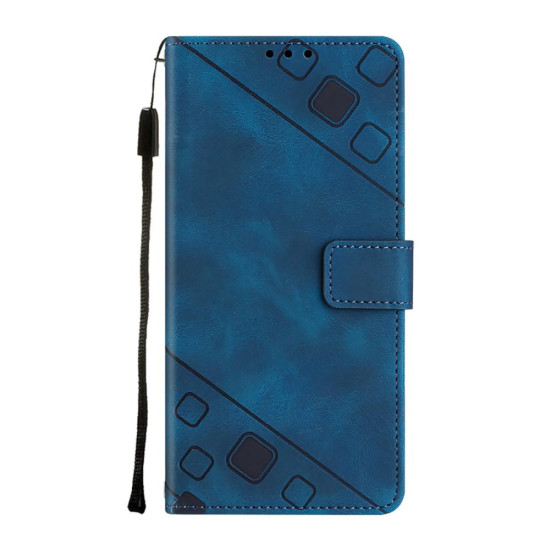 For Samsung Galaxy S24+ 5G Skin-feel Embossed Leather Phone Case(Blue)