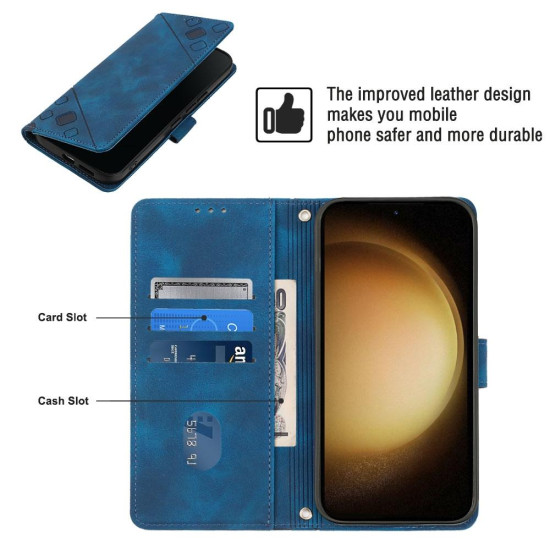 For Samsung Galaxy S24+ 5G Skin-feel Embossed Leather Phone Case(Blue)