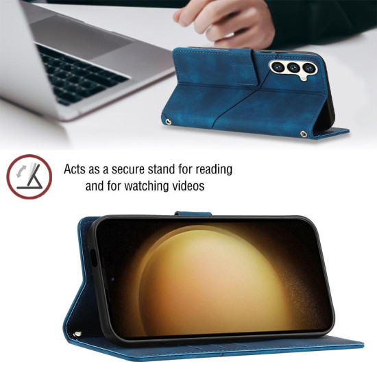 For Samsung Galaxy S24+ 5G Skin-feel Embossed Leather Phone Case(Blue)