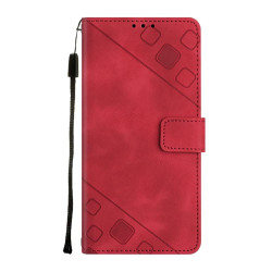 For Samsung Galaxy S24+ 5G Skin-feel Embossed Leather Phone Case(Red)