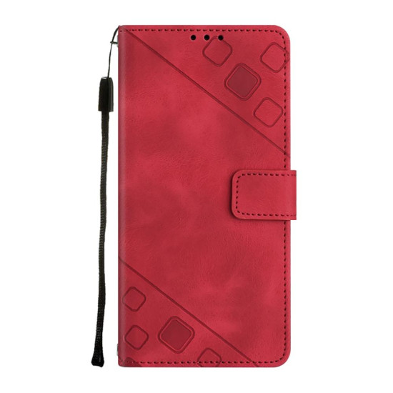 For Samsung Galaxy S24+ 5G Skin-feel Embossed Leather Phone Case(Red)