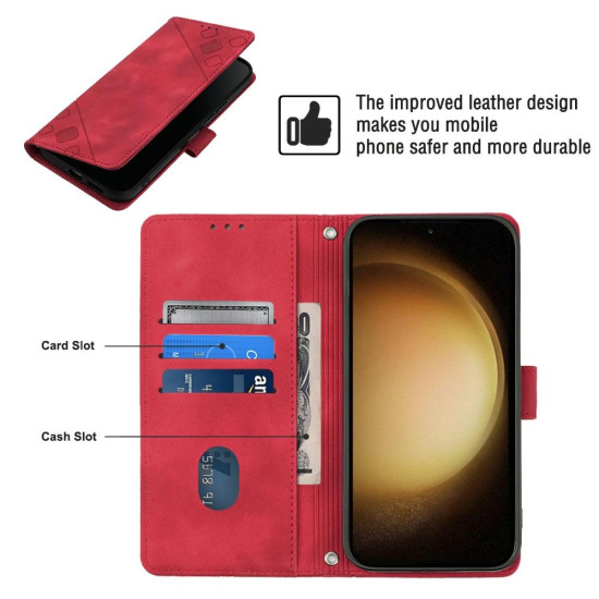 For Samsung Galaxy S24+ 5G Skin-feel Embossed Leather Phone Case(Red)