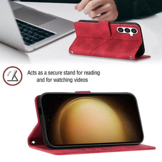 For Samsung Galaxy S24+ 5G Skin-feel Embossed Leather Phone Case(Red)