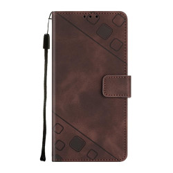 For Samsung Galaxy S24+ 5G Skin-feel Embossed Leather Phone Case(Brown)