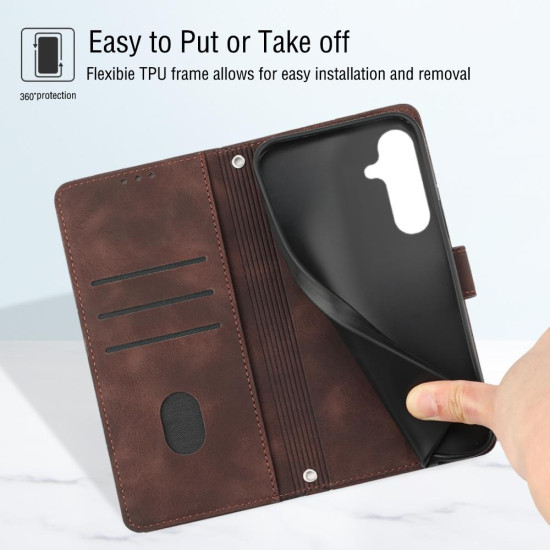 For Samsung Galaxy S24+ 5G Skin-feel Embossed Leather Phone Case(Brown)