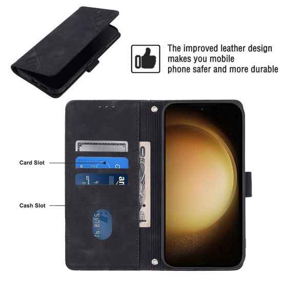 For Samsung Galaxy S24+ 5G Skin-feel Embossed Leather Phone Case(Black)