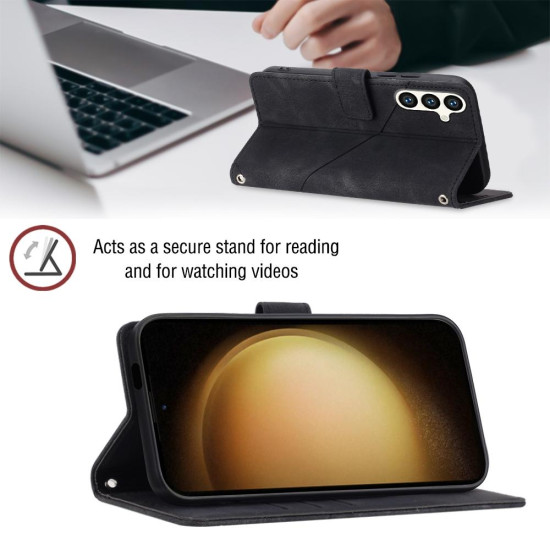 For Samsung Galaxy S24+ 5G Skin-feel Embossed Leather Phone Case(Black)