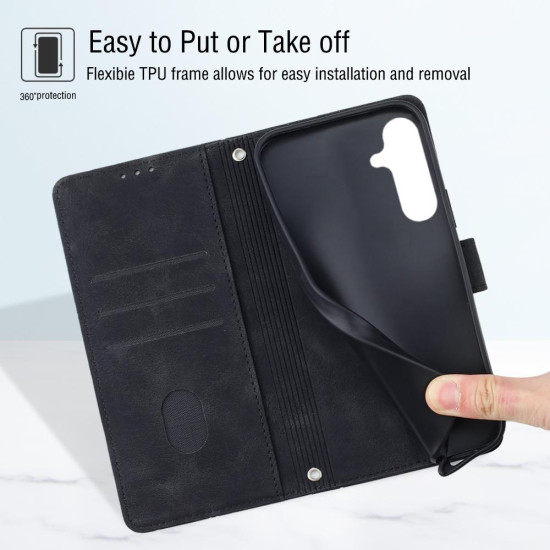 For Samsung Galaxy S24+ 5G Skin-feel Embossed Leather Phone Case(Black)