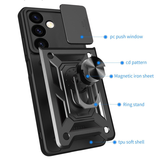 For Samsung Galaxy S24+ 5G Sliding Camera Cover Design TPU+PC Phone Case(Black)
