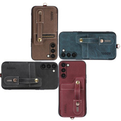 For Samsung Galaxy S23 5G ABEEL Litchi Texture Card Bag PU Phone Case(Purple)
