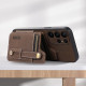 For Samsung Galaxy S23 5G ABEEL Litchi Texture Card Bag PU Phone Case(Khaki)