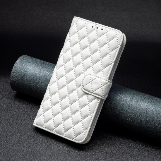 For Samsung Galaxy S24+ 5G Diamond Lattice Wallet Flip Leather Phone Case(White)
