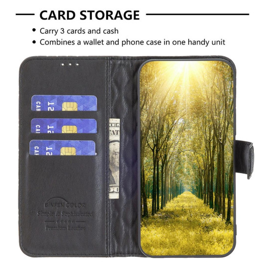 For Samsung Galaxy S24+ 5G Diamond Lattice Wallet Flip Leather Phone Case(Black)