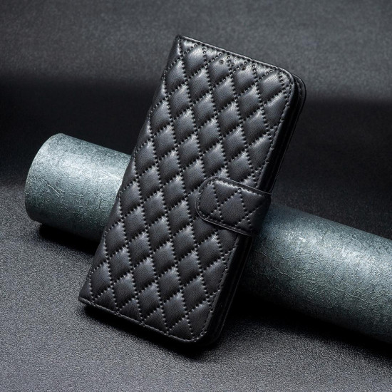 For Samsung Galaxy S24+ 5G Diamond Lattice Wallet Flip Leather Phone Case(Black)