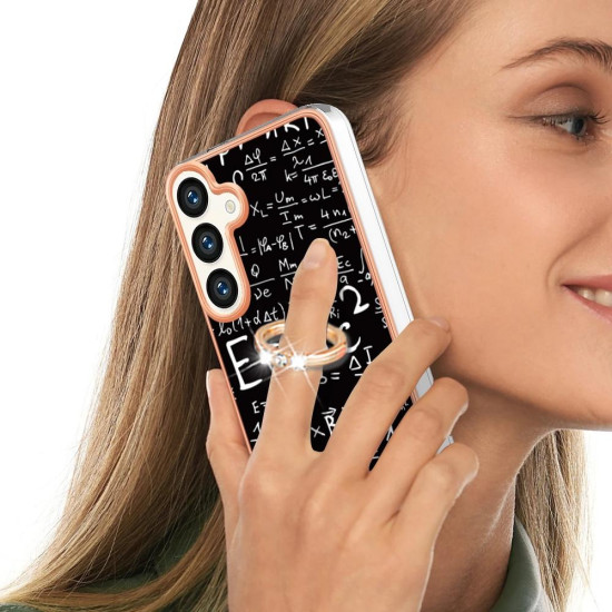 For Samsung Galaxy S24+ 5G Electroplating Dual-side IMD Phone Case with Ring Holder(Equation)