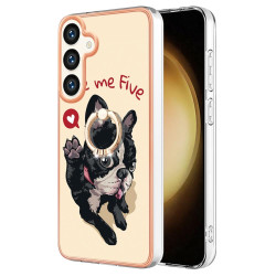For Samsung Galaxy S24+ 5G Electroplating Dual-side IMD Phone Case with Ring Holder(Lucky Dog)