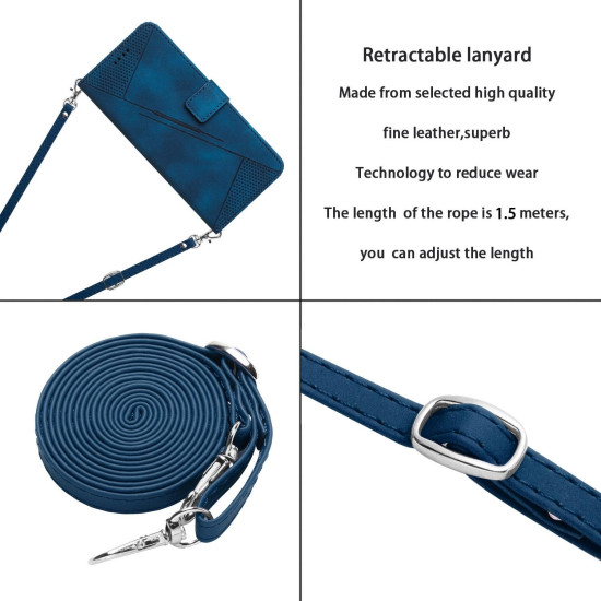 For Samsung Galaxy S24+ Dream Triangle Leather Phone Case with Long Lanyard(Blue)