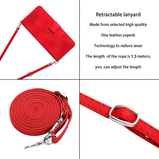 For Samsung Galaxy S24+ Dream Triangle Leather Phone Case with Long Lanyard(Red)
