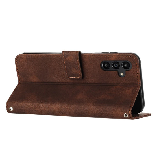 For Samsung Galaxy S24+ Dream Triangle Leather Phone Case with Long Lanyard(Brown)