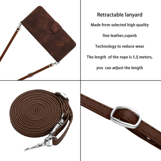 For Samsung Galaxy S24+ Dream Triangle Leather Phone Case with Long Lanyard(Brown)