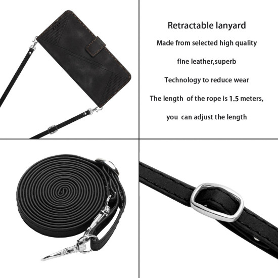 For Samsung Galaxy S24+ Dream Triangle Leather Phone Case with Long Lanyard(Black)