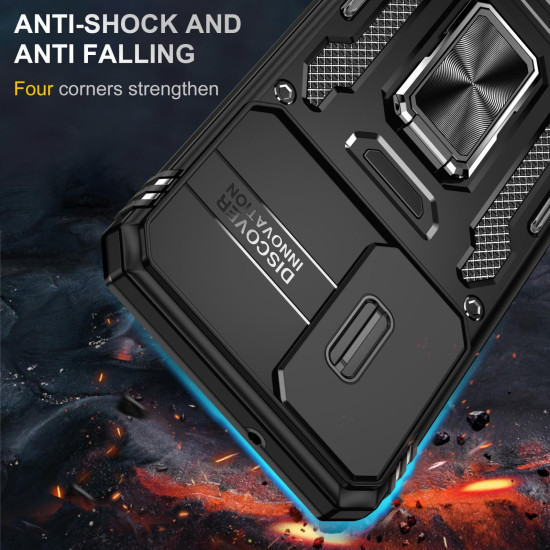 For Samsung Galaxy S23 5G Armor PC + TPU Camera Shield Phone Case(Black)