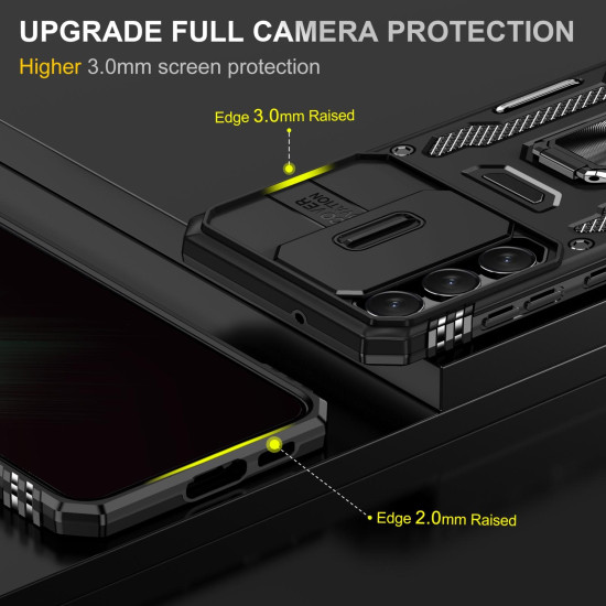 For Samsung Galaxy S23 5G Armor PC + TPU Camera Shield Phone Case(Black)