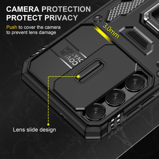For Samsung Galaxy S23 5G Armor PC + TPU Camera Shield Phone Case(Black)