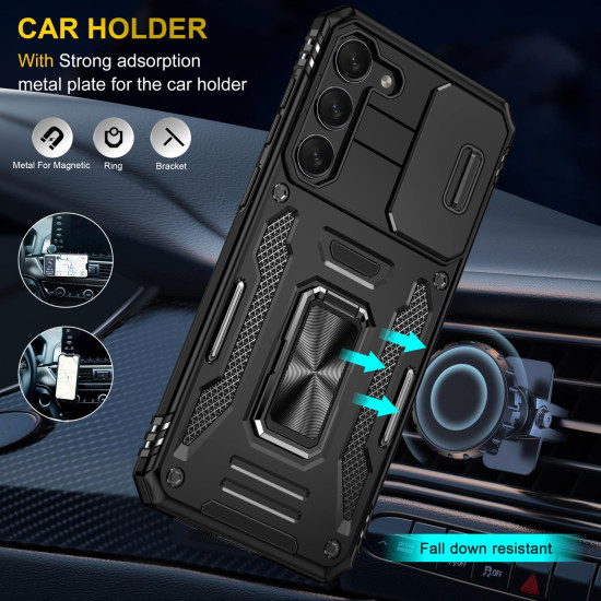 For Samsung Galaxy S23 5G Armor PC + TPU Camera Shield Phone Case(Black)