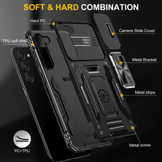 For Samsung Galaxy S23 5G Armor PC + TPU Camera Shield Phone Case(Black)