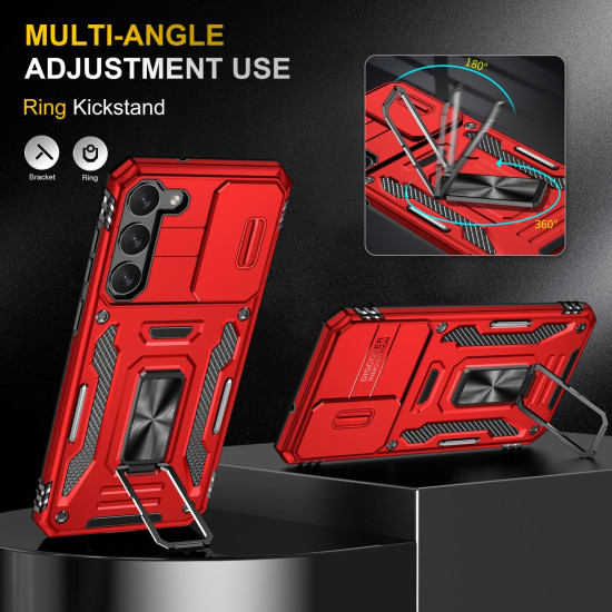 For Samsung Galaxy S23 5G Armor PC + TPU Camera Shield Phone Case(Red)
