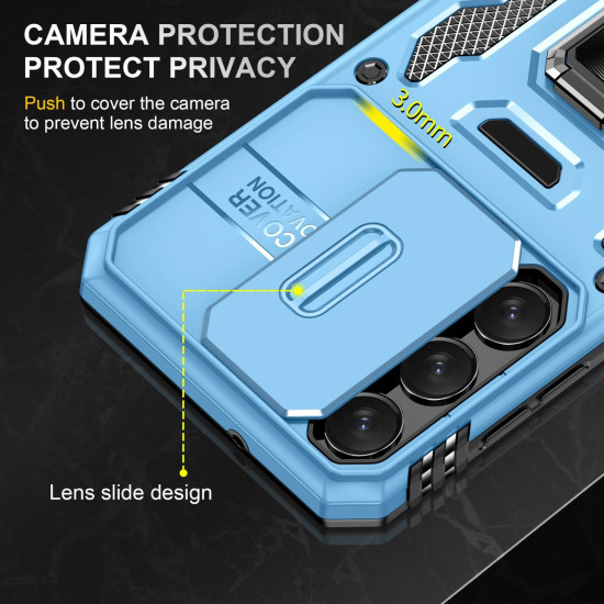 For Samsung Galaxy S24+ 5G Armor PC + TPU Camera Shield Phone Case(Light Blue)