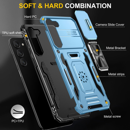 For Samsung Galaxy S24+ 5G Armor PC + TPU Camera Shield Phone Case(Light Blue)