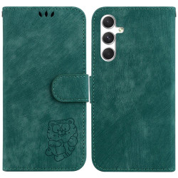 For Samsung Galaxy S24+ 5G Little Tiger Embossed Leather Phone Case(Green)