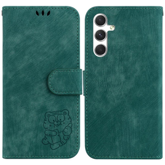 For Samsung Galaxy S24+ 5G Little Tiger Embossed Leather Phone Case(Green)