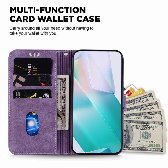 For Samsung Galaxy S24+ 5G Little Tiger Embossed Leather Phone Case(Purple)