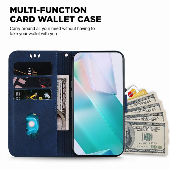 For Samsung Galaxy S24+ 5G Little Tiger Embossed Leather Phone Case(Dark Blue)