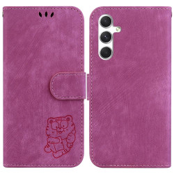 For Samsung Galaxy S24+ 5G Little Tiger Embossed Leather Phone Case(Rose Red)