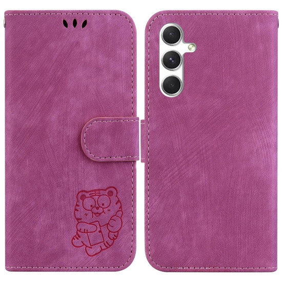 For Samsung Galaxy S24+ 5G Little Tiger Embossed Leather Phone Case(Rose Red)