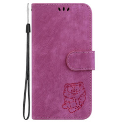 For Samsung Galaxy S24+ 5G Little Tiger Embossed Leather Phone Case(Rose Red)