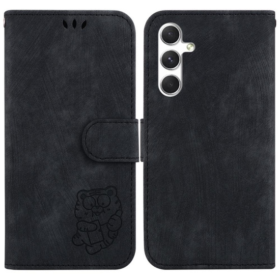 For Samsung Galaxy S24+ 5G Little Tiger Embossed Leather Phone Case(Black)