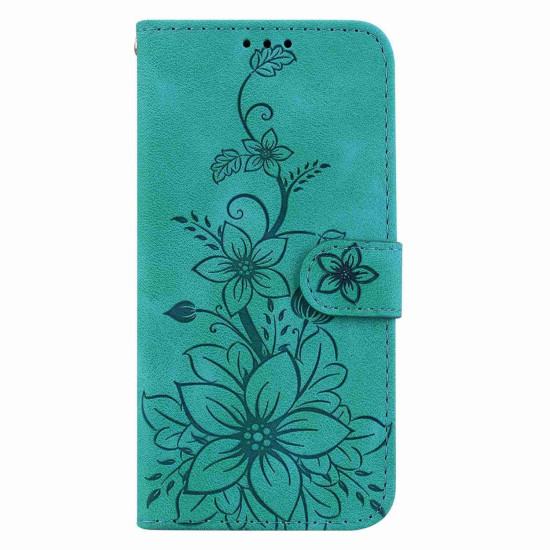 For Samsung Galaxy S24+ 5G Lily Embossed Leather Phone Case(Green)