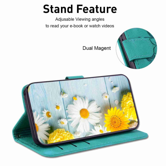 For Samsung Galaxy S24+ 5G Lily Embossed Leather Phone Case(Green)