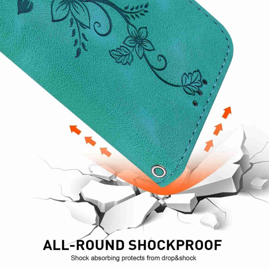 For Samsung Galaxy S24+ 5G Lily Embossed Leather Phone Case(Green)