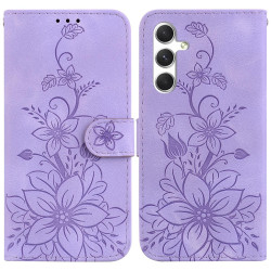 For Samsung Galaxy S24+ 5G Lily Embossed Leather Phone Case(Purple)