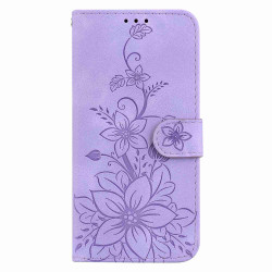 For Samsung Galaxy S24+ 5G Lily Embossed Leather Phone Case(Purple)
