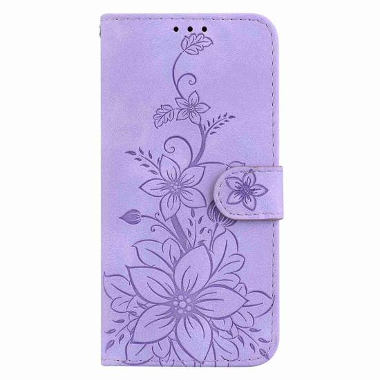 For Samsung Galaxy S24+ 5G Lily Embossed Leather Phone Case(Purple)